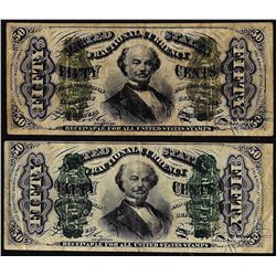 Lot of (2) 1863 Third Issue Fifty Cents Spinner Fractional Currency Notes