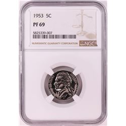 1953 Proof Jefferson Nickel Coin NGC PF69