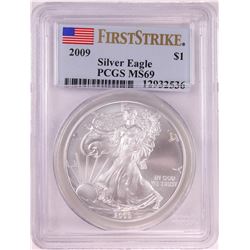 2009 $1 American Silver Eagle Coin PCGS MS69 First Strike