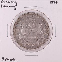 1876 Germany Hamburg 5 Mark Silver Coin