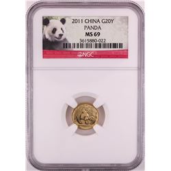 2011 China 20 Yuan Panda Gold Coin NGC MS69