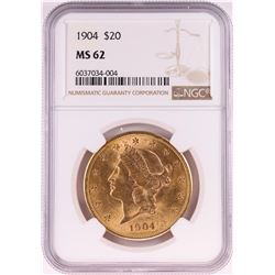 1904 $20 Liberty Head Double Eagle Gold Coin NGC MS62