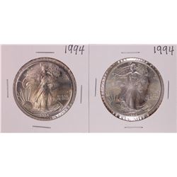 Lot of (2) 1994 $1 American Silver Eagle Coin