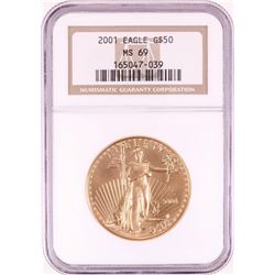 2001 $50 American Gold Eagle Gold Coin NGC MS69