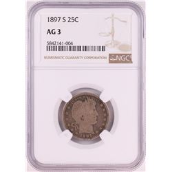 1897-S Barber Quarter Coin NGC AG3