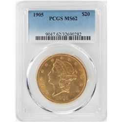 1905 $20 Liberty Head Double Eagle Gold Coin PCGS MS62