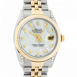 Rolex Men's Two Tone Steel & Gold MOP Diamond 36MM Datejust Wristwatch