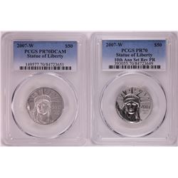 Set of 2007-W $100 Proof Platinum American Eagle Coins PCGS PR70/PR70DCAM