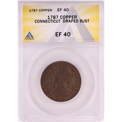 1787 Connecticut Draped Bust Colonial Copper Coin ANACS EF40