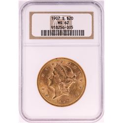 1907-S $20 Liberty Head Double Eagle Gold Coin NGC MS62