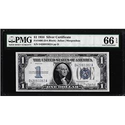 1934 $1 Funnyback Silver Certificate Note Fr.1606 PMG Gem Uncirculated 66EPQ