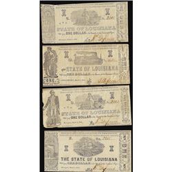 Lot of (4) 1864 $1 State of Louisiana Obsolete Notes