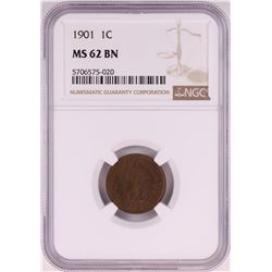 1901 Indian Head Cent Coin NGC MS62BN