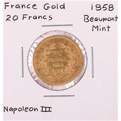 1858 Beaumont Mint France 20 Francs Gold Coin