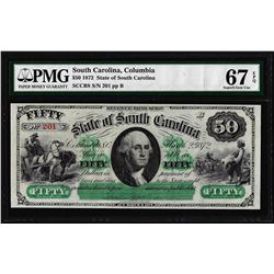 1872 $50 State of South Carolina Revenue Bond Obsolete Note PMG Superb Gem Unc. 67EPQ