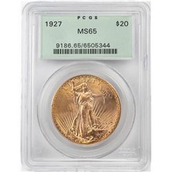 1927 $20 St. Gaudens Double Eagle Gold Coin PCGS MS65 Old Green Holder