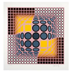 Victor Vasarely (1908-1997) "Pink Composition" Limited Edition Serigraph