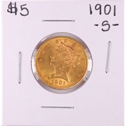 1901-S $5 Liberty Head Half Eagle Gold Coin