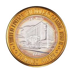 .999 Silver Flamingo Hilton Las Vegas, Nevada $10 Casino Limited Edition Gaming Token