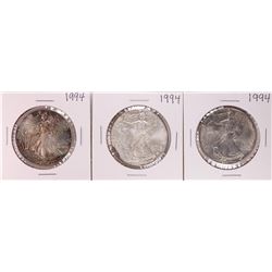 Lot of (3) 1994 $1 American Silver Eagle Coin