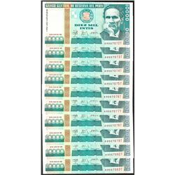 Lot of (10) 1988 Peru Diez Mil Intis Uncirculated Bank Notes