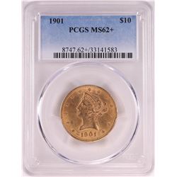 1901 $10 Liberty Head Eagle Coin PCGS MS62+