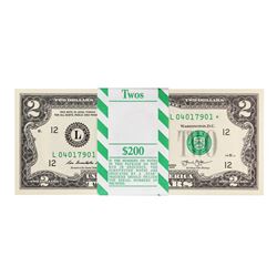 Pack of (100) Consecutive 2013 $2 Federal Reserve STAR Notes San Francisco