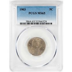 1903 Liberty V Nickel Coin PCGS MS65