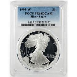 1995-W $1 Proof American Silver Eagle Coin PCGS PR68DCAM