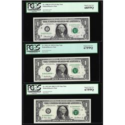 Lot of (3) $1 Federal Reserve STAR Notes PCGS Superb Gem New 67PPQ/68PPQ