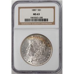 1887 $1 Morgan Silver Dollar Coin NGC MS63 Nice Toning