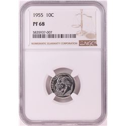 1955 Proof Roosevelt Dime Coin NGC PF68