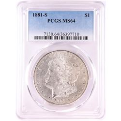 1881-S $1 Morgan Silver Dollar Coin PCGS MS64 Nice Toning