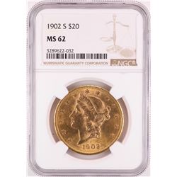 1902-S $20 Liberty Head Double Eagle Gold Coin NGC MS62