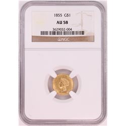 1855 $1 Indian Princess Head Gold Dollar Coin NGC AU58