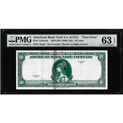 1929 10 Unit American Bank Note Co. "Test Note" PMG Choice Uncirculated 63EPQ