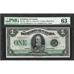 1923 $1 Dominion of Canada Bank Note DC-25o PMG Choice Uncirculated 63