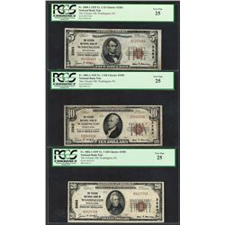 1929 $5/10/20 Citizens NB Washington, PA CH# 3383 National Currency Notes PCGS VF25