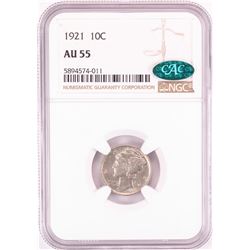 1921 Mercury Dime Coin NGC AU55 CAC