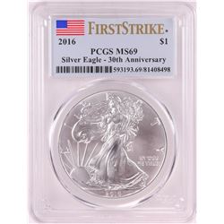 2016 $1 American Silver Eagle Coin PCGS MS69 First Strike