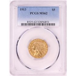 1913 $5 Indian Head Half Eagle Gold Coin PCGS MS62