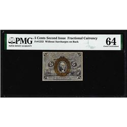 1863 Five Cents Second Issue Fractional Note Fr.1232 PMG Choice Uncirculated 64