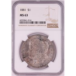 1881 $1 Morgan Silver Dollar Coin NGC MS63