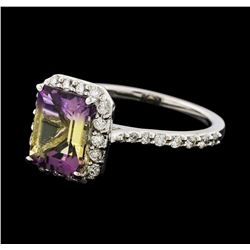 2.17 ctw Ametrine and Diamond Ring - 14KT White Gold