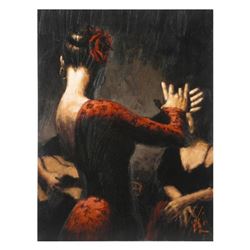 Fabian Perez, "Tablado Flamenco" Hand Textured Limited Edition Giclee on Board.