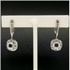 Image 3 : 14k White Gold 4.15 ctw Cushion Tanzanite Dangle Earrings w/ Pave Diamond Halos