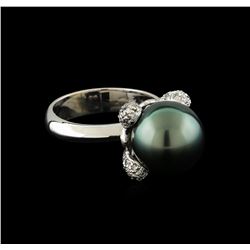 Pearl and Diamond Ring - 14KT White Gold