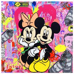 Jozza, "Friends Forever" Hand Signed Original Mixed Media on Canvas with COA.