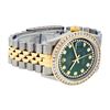 Image 5 : Rolex Mens 2 Tone Green Vignette Princess Cut Diamond Datejust Wristwatch