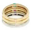 Image 3 : 14K Tri Color Gold 3 Stackable Tension Set Emerald Sapphire Ruby Solitaire Rings